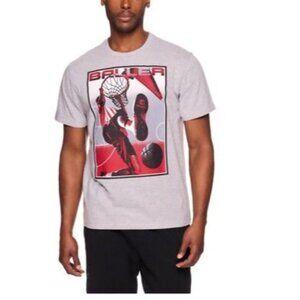 AND1 Men's Air Mail Baller Basketball Sports Gray Athletic Graphic Tee Large